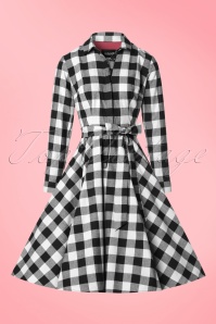 Collectif Clothing - Mara geruite blouse-jurk in zwart en wit 3