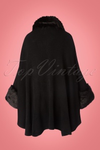 Vixen - 50s Agatha Faux Fur Cape Coat in Black 5