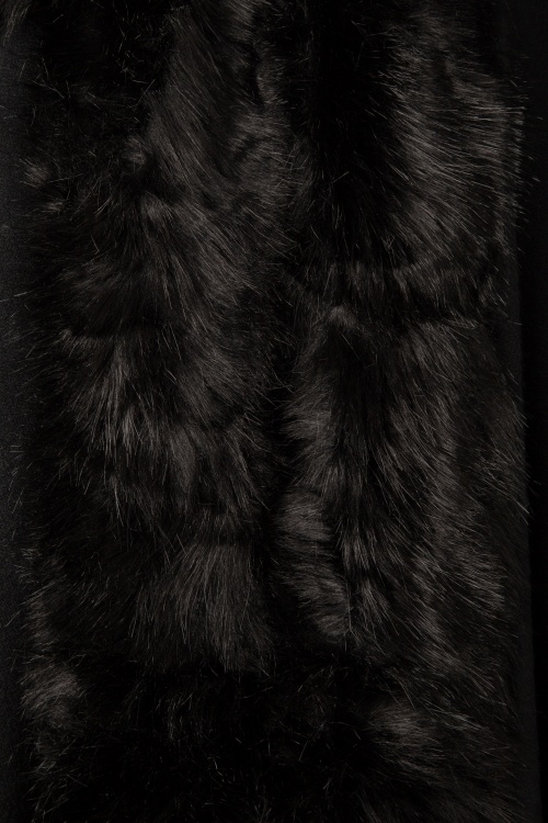 Vixen - Agatha Faux Fur Cape Coat Années 50 en Noir 6