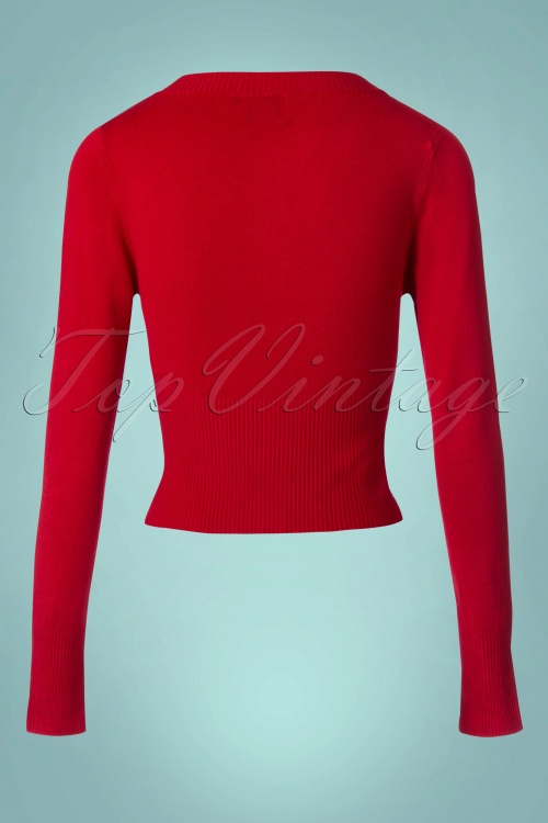 Banned Retro - 50s Dolly Cardigan in Bright Red 2
