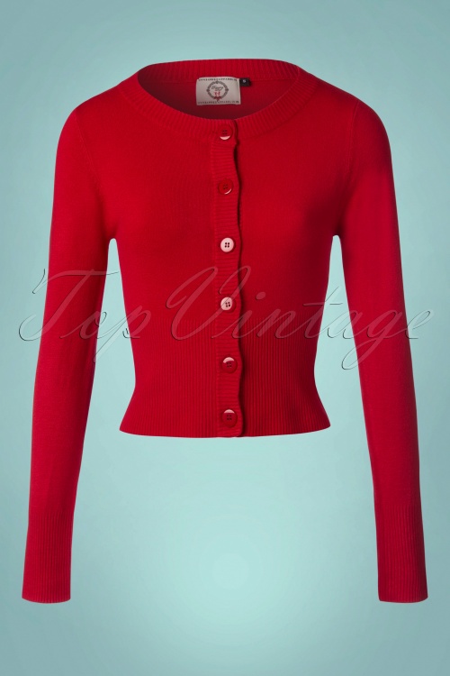 Banned Retro - 50s Dolly Cardigan in Bright Red