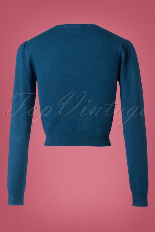 Banned Retro - 50s Little Luxury Cropped Cardigan in Teal 2