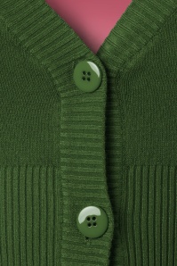 Banned Retro - 50s Lets Go Dancing Cardigan in Olive Green 3