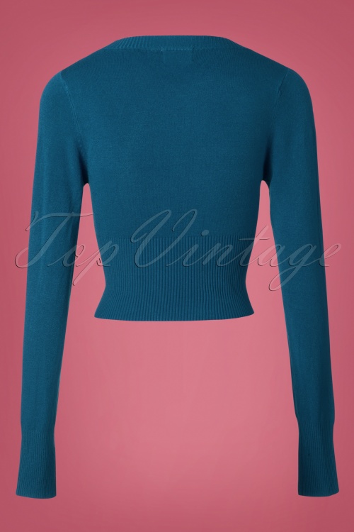 Banned Retro - 50s Lets Go Dancing Cardigan in Teal 2