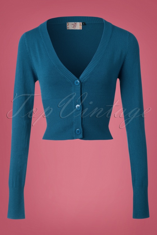 Banned Retro - 50s Lets Go Dancing Cardigan in Teal