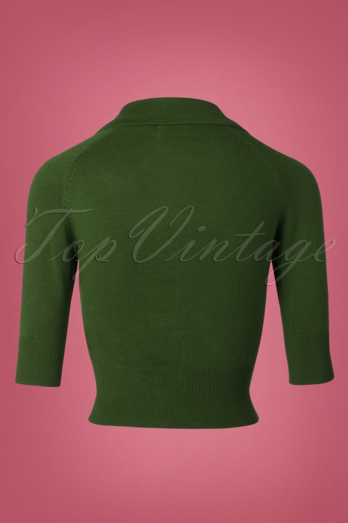 Banned Retro - 40s April Bow Cardigan in Forest Green 3