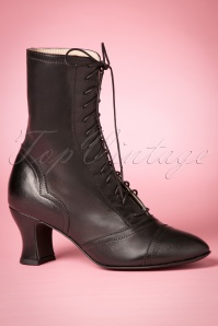 Miss L-Fire - 40s Frida Lace Up Booties in Black 3