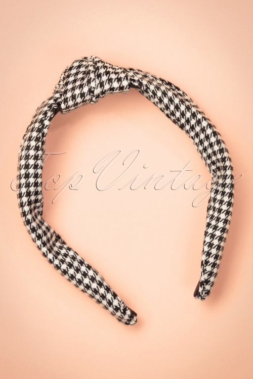 Banned Retro - 50s Arabella Houndstooth Hairband in Black and White 2