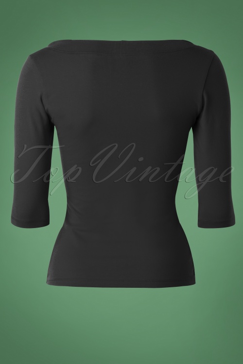 Heart of Haute - 50s Lily Bow Top in Black 4