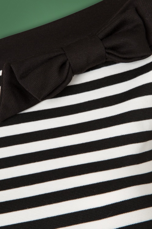 Steady Clothing - TopVintage Exclusive ~ 50s Bianca Bow Boatneck Top in Black and White Stripes 3