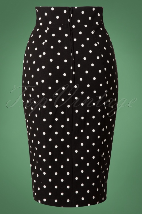 Steady Clothing - 50s Diva Polkadot Pencil Skirt in Black 3