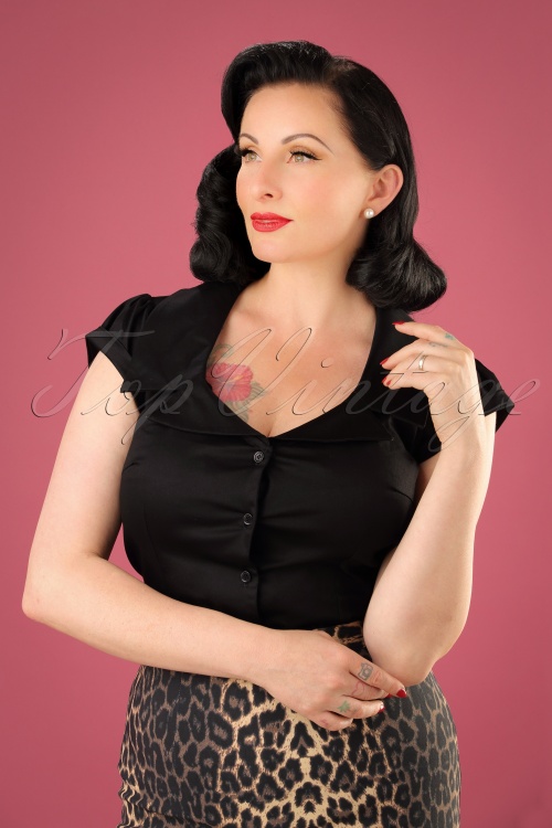 Vixen - Julie Blouse Années 50 en Noir