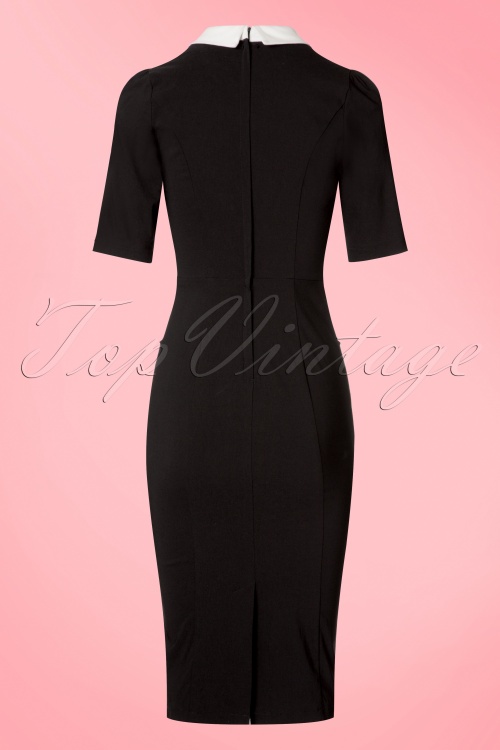 Collectif Clothing - Winona Pencil Dress Années 50 en Noir et Blanc 4