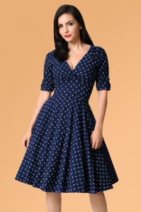 Unique Vintage - Delores Anker-Swing-Kleid in Blau 8