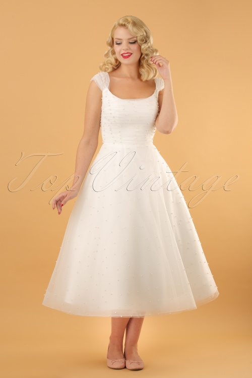 Vixen - Betsy Bridal Swing Dress Années 50 en Blanc