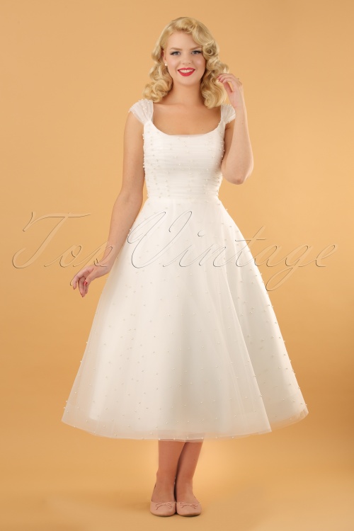 Vixen - 50s Betsy Bridal Swing Dress in White 3