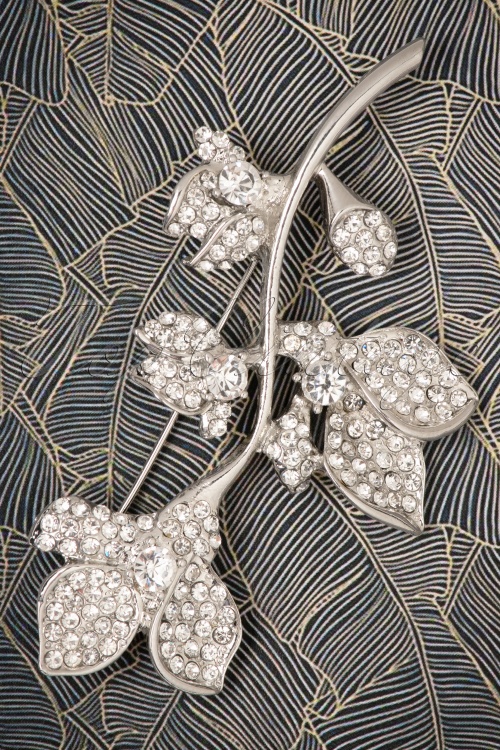 Darling Divine - Sparkly bloemen broche in zilver