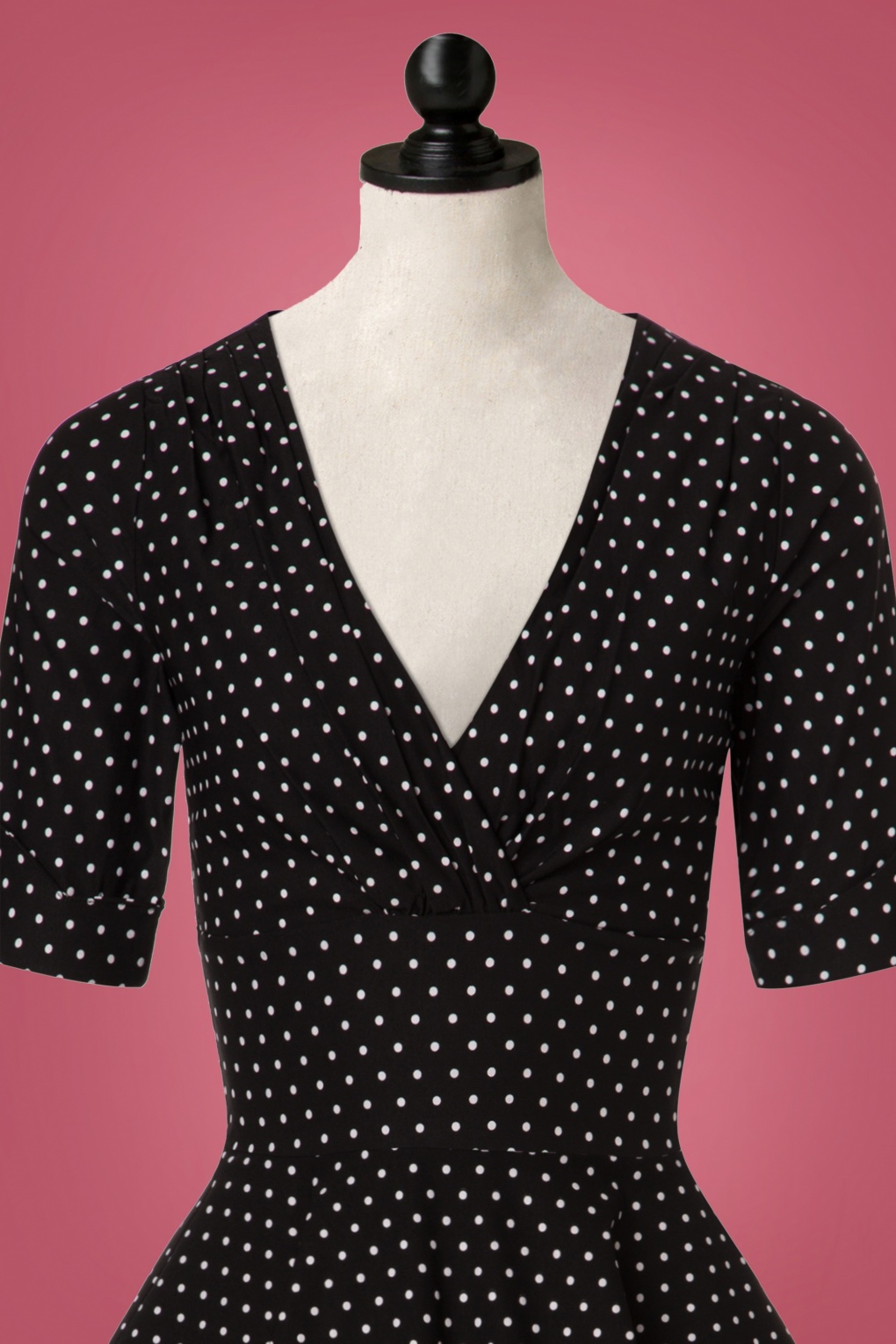 50s Delores Polkadots Swing Dress In Black 0178