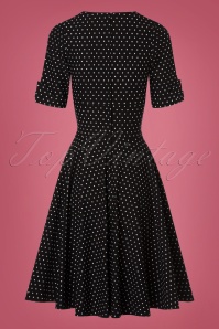 Unique Vintage - 50s Delores Polkadots Swing Dress in Black 6