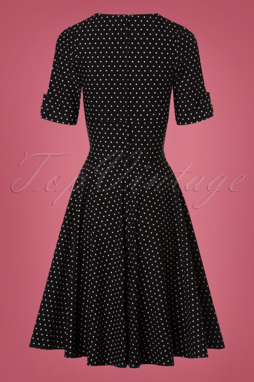 Unique Vintage - Delores Polkadots Swing Dress Années 1950 en Noir 6