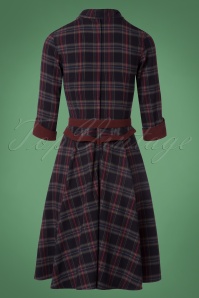 Miss Candyfloss - 50s Brianna Tartan Swing Dress in Navy and Wine 7