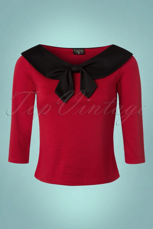 Steady Clothing - 50s Betsy Tie Top in Red and Black 2