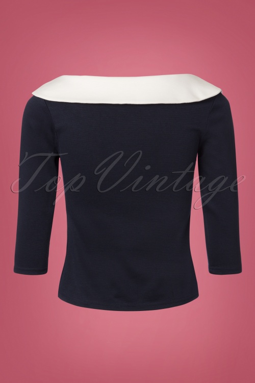 Steady Clothing - TopVintage exklusiv ~ Betsy Tie Top in Navy und Creme 3
