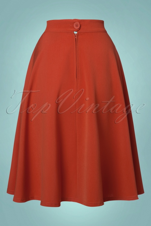 Steady Clothing - 50s Beverly High Waist Swing Skirt in Rusty Red 4