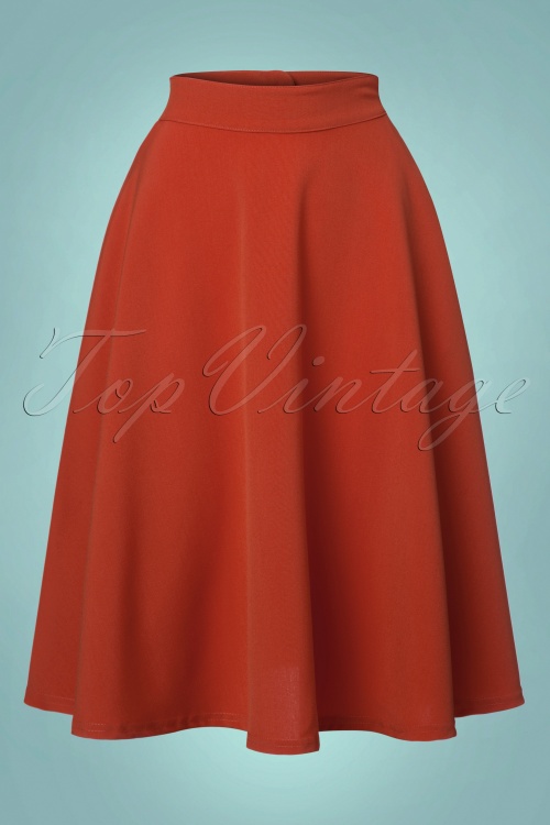 Steady Clothing - 50s Beverly High Waist Swing Skirt in Rusty Red 2