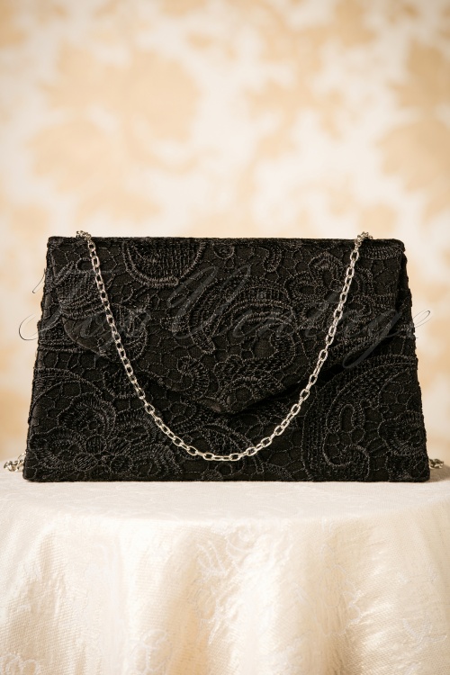 Darling Divine - 30s Elegant Evening Clutch with Black Lace 2