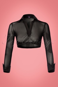 Canopi - Cece Mesh Sleeves with Collar in Black 2
