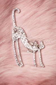 Darling Divine - 60s Diva Cat Brooch in Silver and Black 3