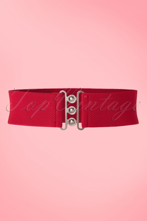 Collectif Clothing - Nessa Cinch Stretch Belt Années 50 en Rouge