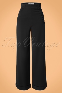 Miss Candyfloss - 40s Nicolette High Waisted Stretch Trousers in Black