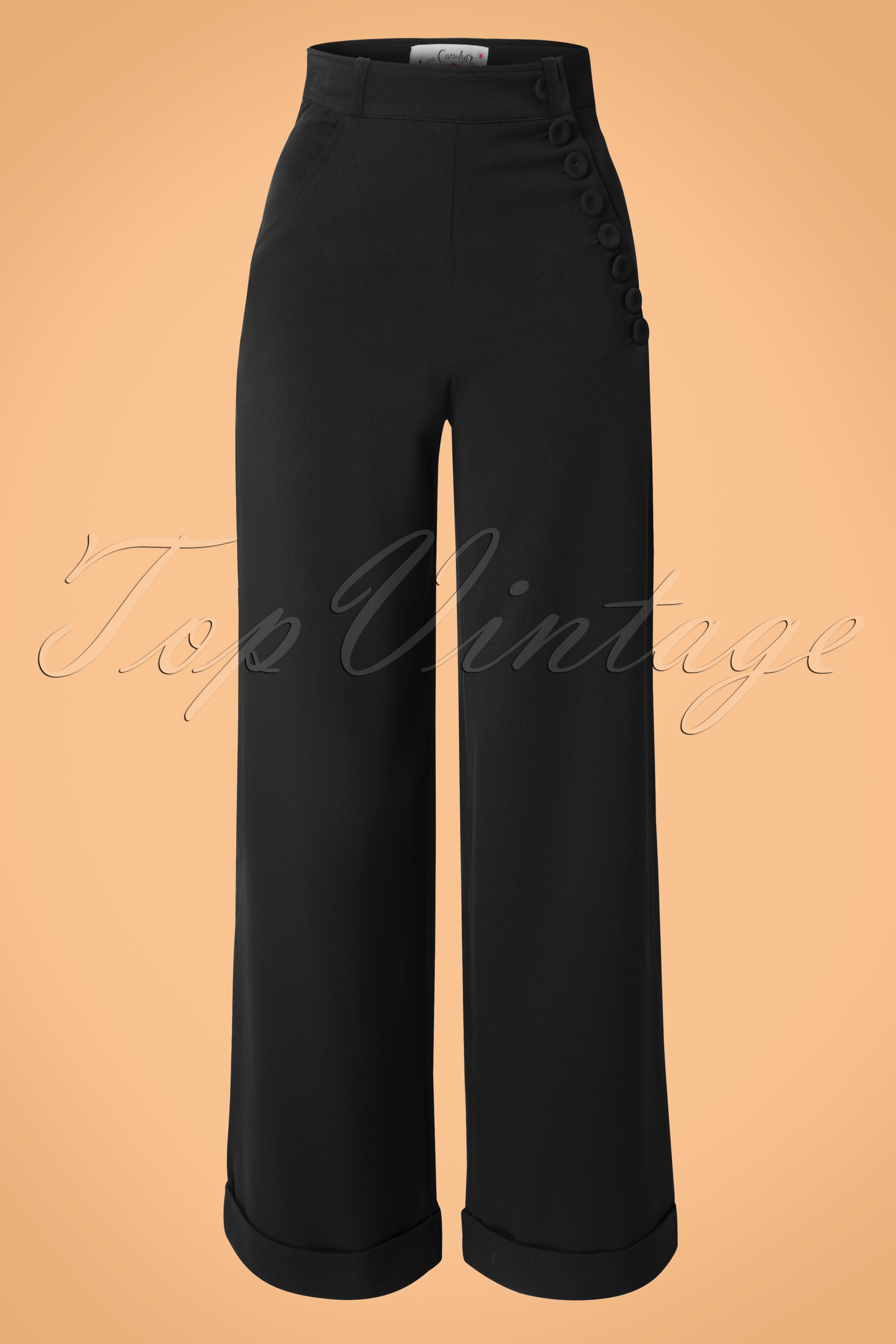 Miss Candyfloss - Nicolette stretchbroek met hoge taille in zwart