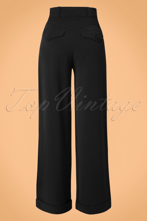Miss Candyfloss - 40s Nicolette High Waisted Stretch Trousers in Black 4
