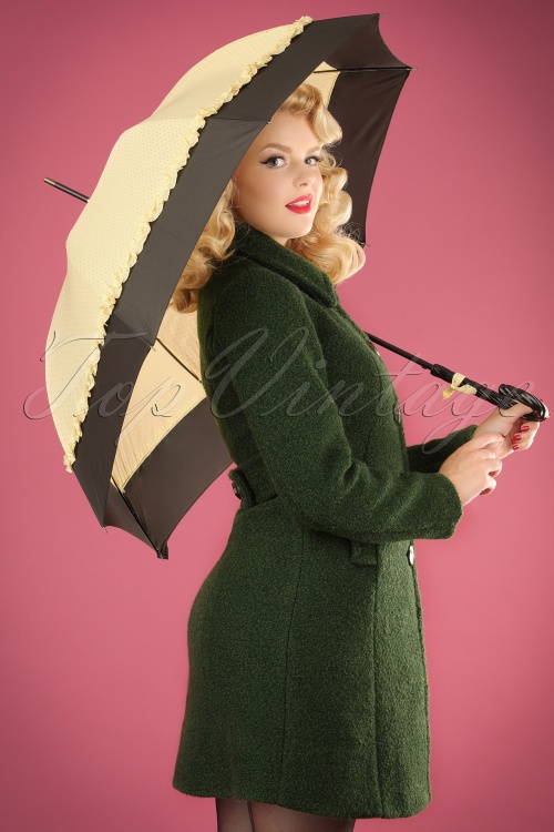 So Rainy - 50s Seduction Pin Dots Umbrella in Cream and Black