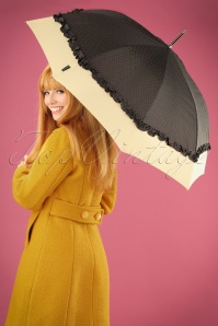 So Rainy - 50s Seduction Pin Dots Umbrella in Black and Cream