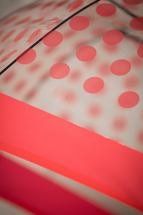 ZaZoo - 60s Polkadot Transparent Dome Umbrella in Red 3