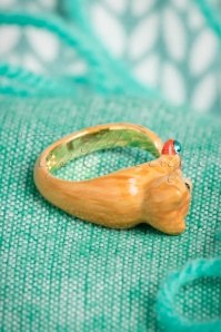 N2 - 50s Playful Kitten And Goldfish Ring in Gold 5