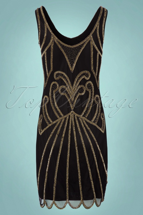 GatsbyLady - Francesca Flapper Dress Années 20 en Noir et Doré 6