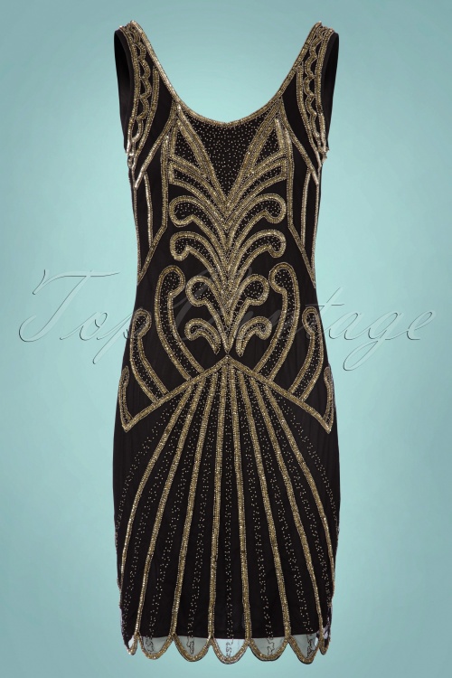GatsbyLady - 20s Francesca Flapper Dress in Black and Gold 3