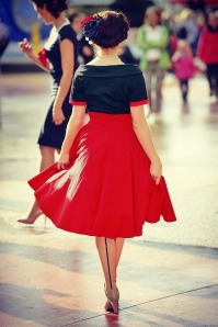 Dolly and Dotty - 50s Darlene Swing Dress in Navy and Red 8