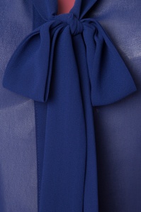 Dolly and Dotty - 50s Margaret Chiffon Bow Blouse in Royal Blue 3