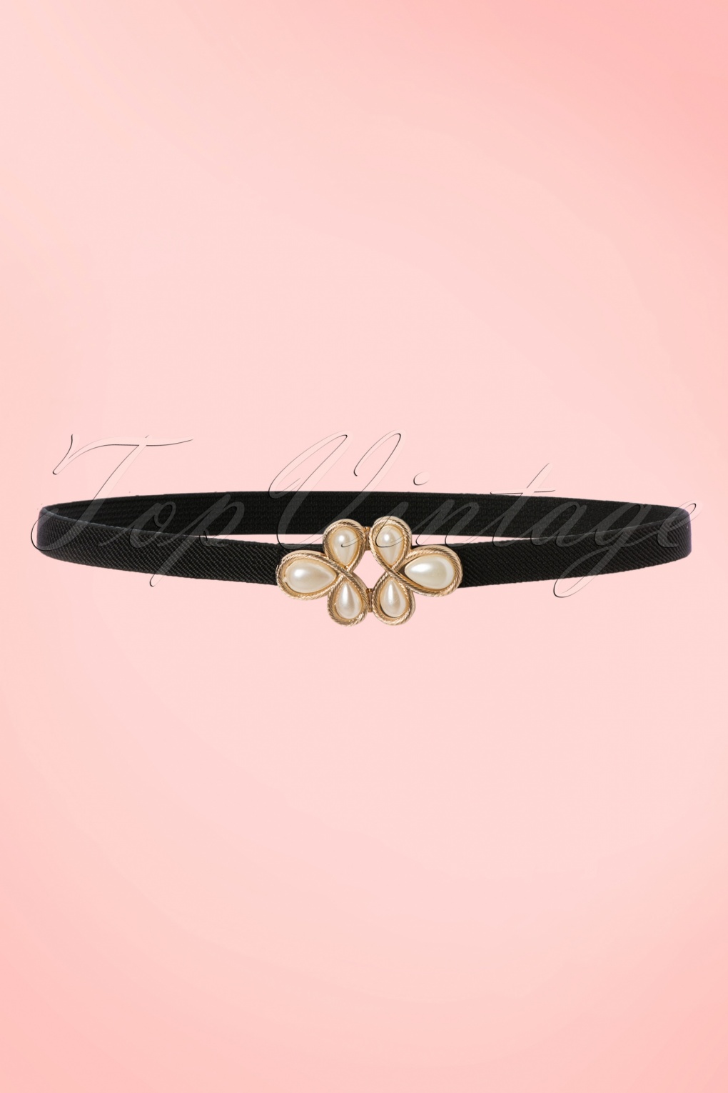 20s Pearl Clasp Waist Belt in Black