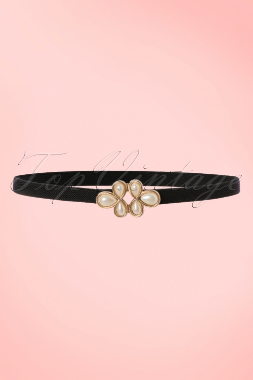 Vixen - 20s Pearl Clasp Waist Belt in Black