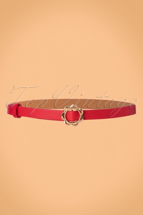 Vixen - 60s Flower Buckle Belt in Red