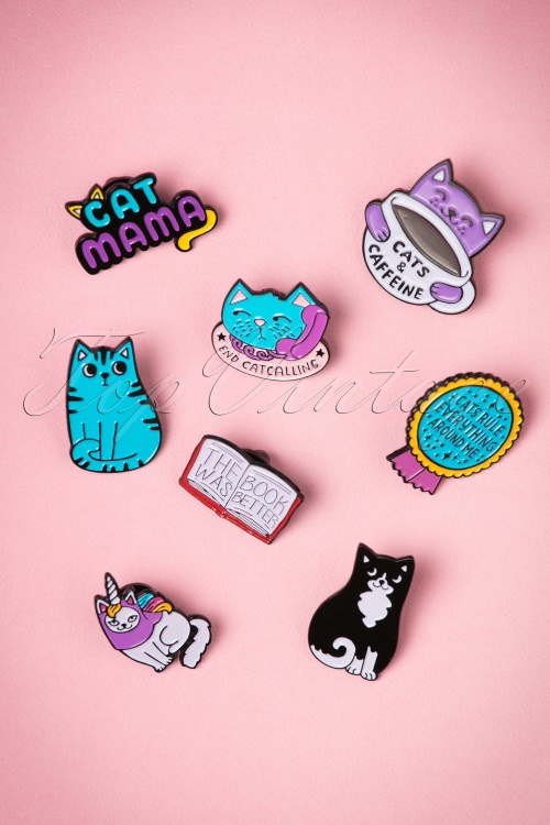Punky Pins - 60s Cats and Caffeine Enamel Pin 2