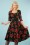 50s Eternity Roses Swing Dress in Black and Red
