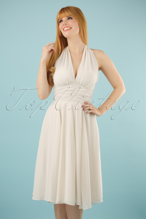 Bunny - 50s Monroe Dress in Ivory White